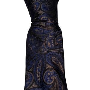Dion Collection 100% Silk Necktie Men's Navy Blue Paisley Designer Tie EUC